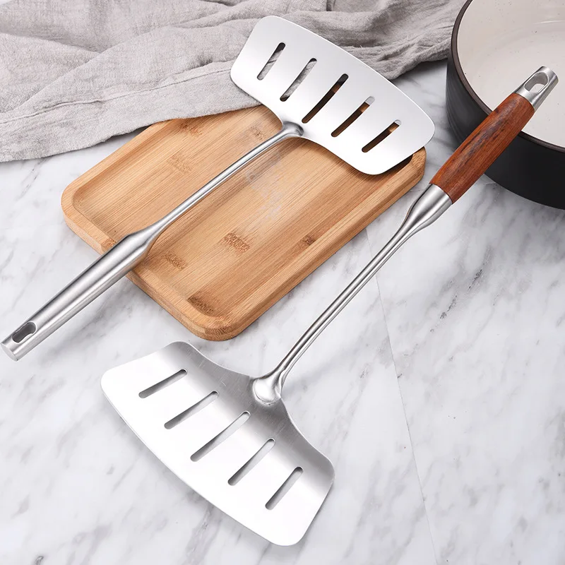 

Long Handle Steak Slotted Flat Shovel Kitchen Cooking Tool Large Stainless Steel Fish Frying Spatula Egg Pan Scoop Nonstick