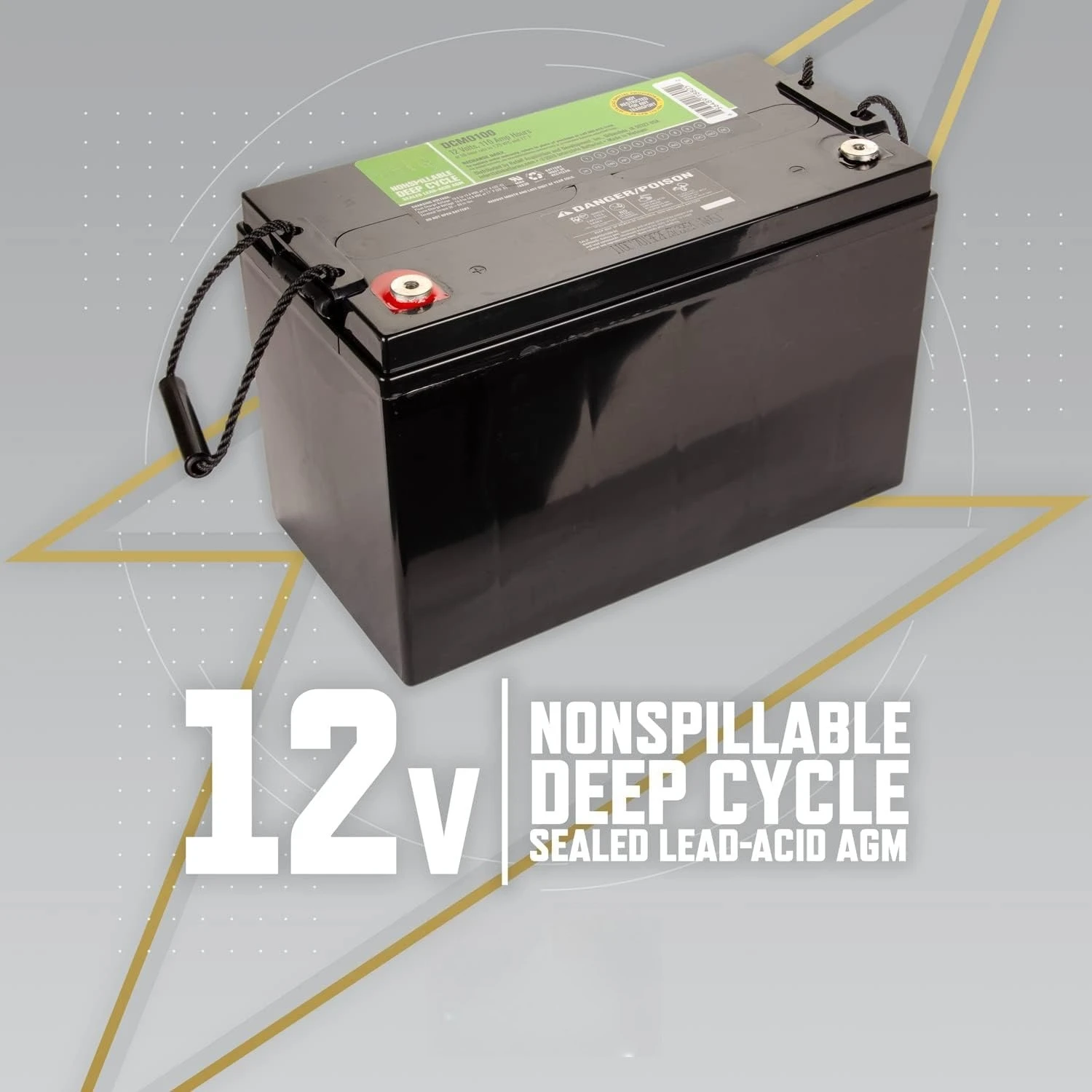 

12V 110 AH SLA/AGM Deep Cycle Battery for Solar, Wind, and RV Applications - Insert Terminals (DCM0100)