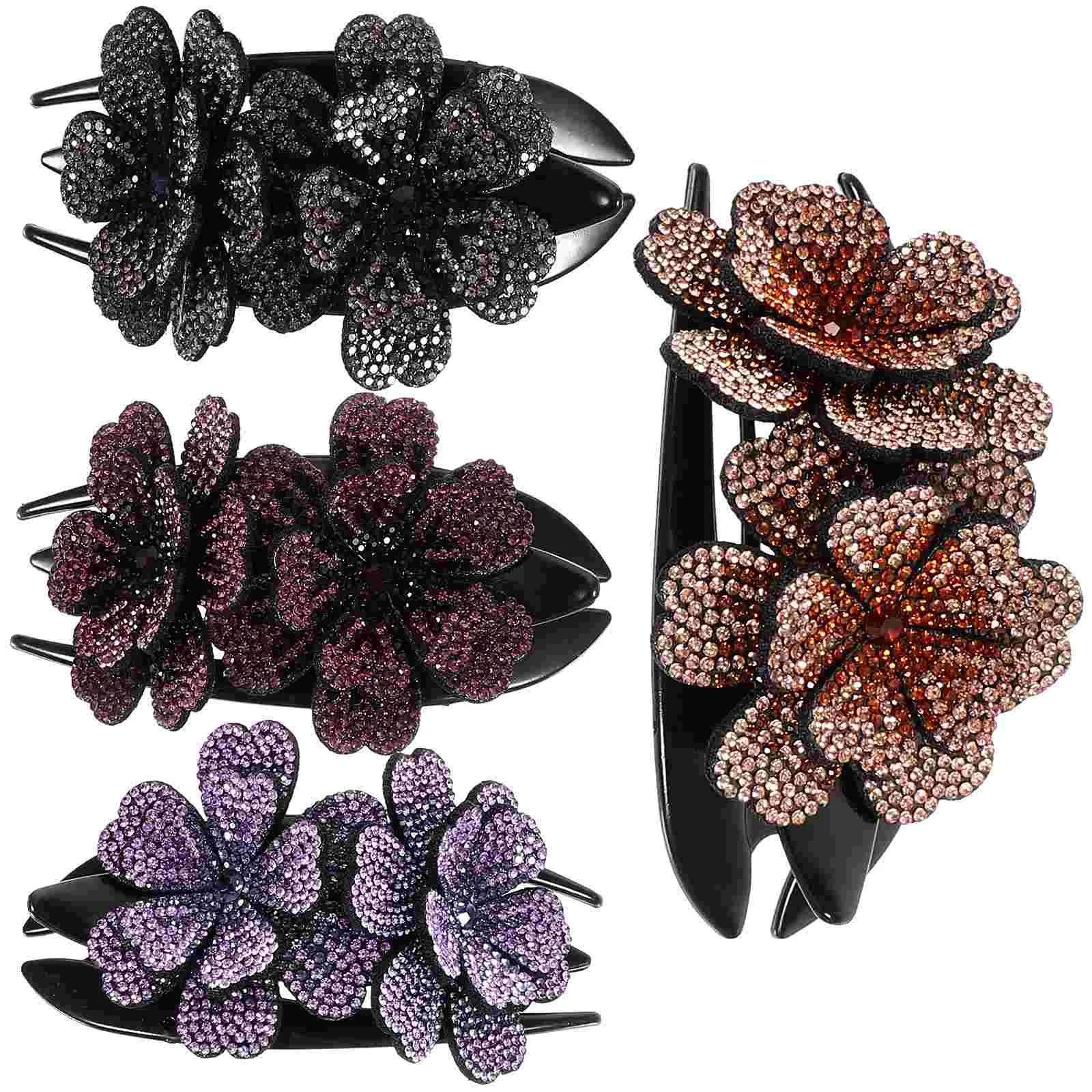 

4 Pcs Hairpin Clips Women Accessories Back of for Rhinestones Hair Clips For Women Jewelry Wedding Women's