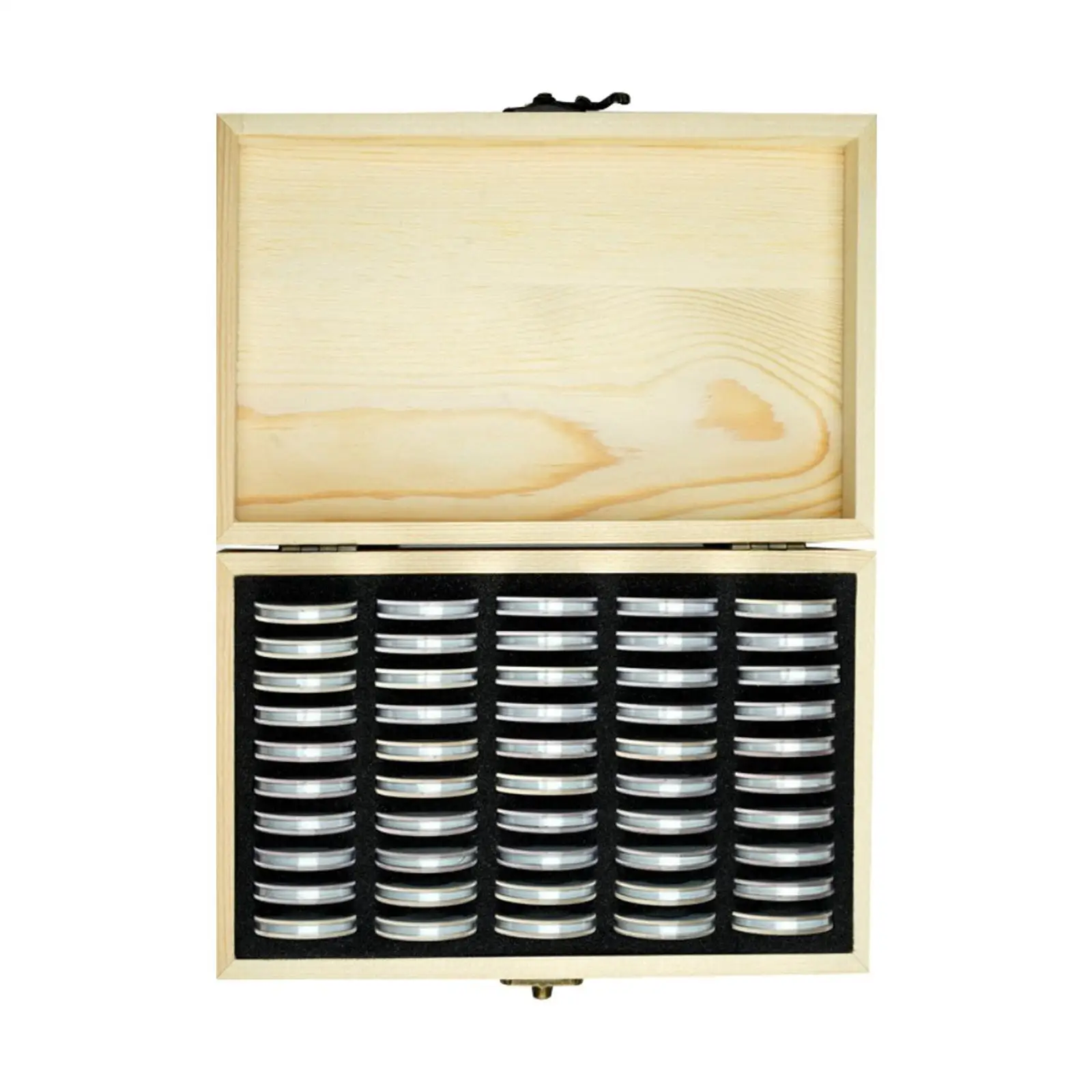 50PCS Coin Storage Box With Adjustment Pad Adjustable Wooden Commemorative Coin Collection Case Holder Organizer