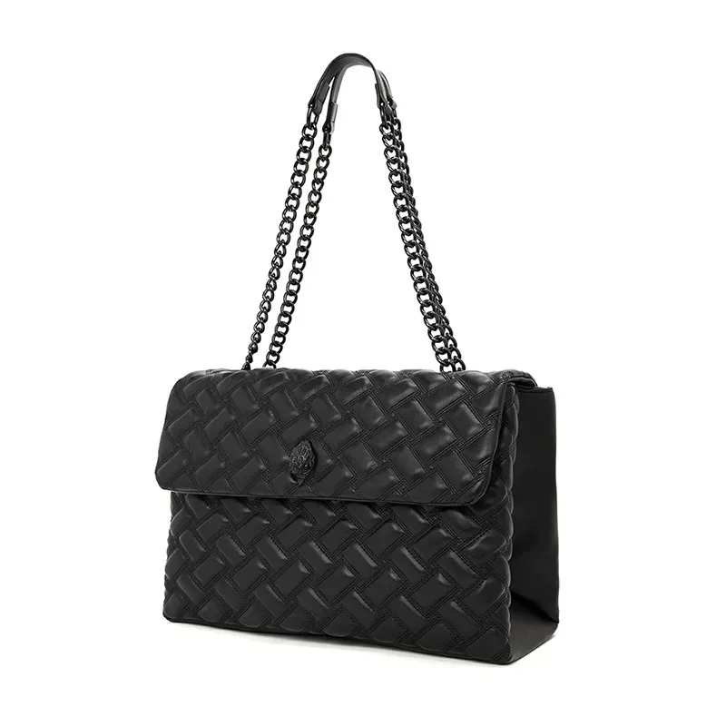 KURT GEIGER LONDON XXL Women's Bag Black Splicing Retro Diamond Chain Shoulder Fashion Trendy Big Capacity Eagle Head HandBag