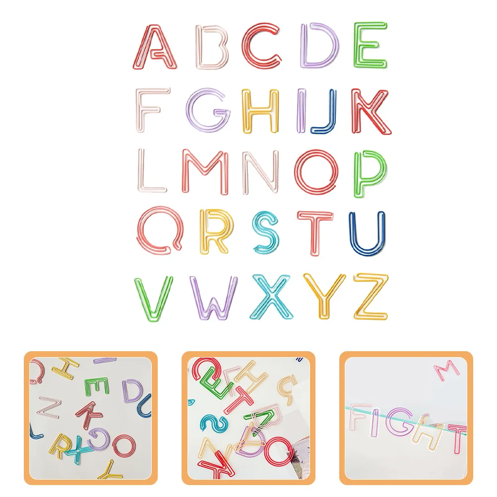 

26Pcs Colorful Alphabet Bookmark Paper Clips Decorative Office Supplies Memo Clips Document Organizers Page Markers