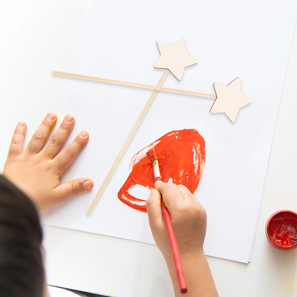 10 Pcs Star Wand Fairy DIY Wooden Handmade Craft Kit for Girls Princess Stick Star Wand Wooden
