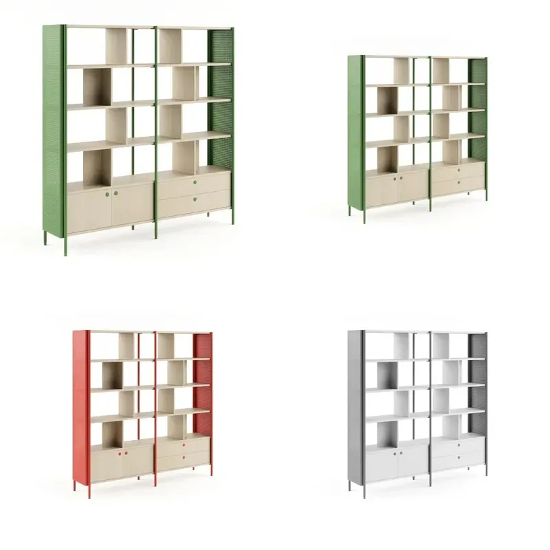 Hot Selling Freestanding Double Sided Bookshelf Modern Geometric Office Partition Wall Rack for Home Storage