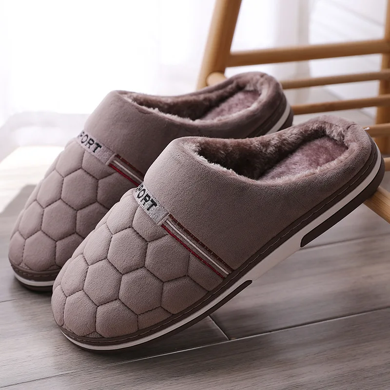 Size 47 48 49 50 Plus Size Men\'s Home Slippers Autumn Winter Warm Extra Large Big Size House Indoor Soft Sole Plush Slides