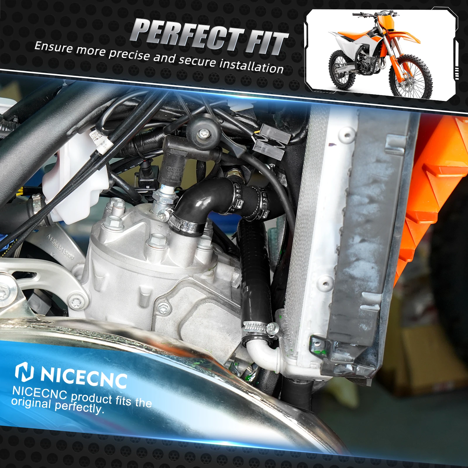 NICECNC For GasGas 2024 EC 300 EC 250 MC250 EX 300 EX 250 Silicone Radiator Coolant Hose Clamps Kit For KTM EXC 300 EXC 250 XCW