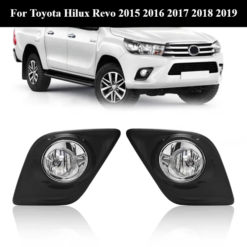 For Toyota Hilux Revo 2015 2016 2017 2018 2019 Car LED Halogen Daytime Running Lights DRL Front Bumper Fog Lamps 12V Daylights