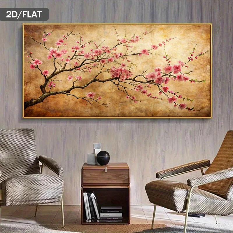 

1pc Wall Art Cherry Bloom Print - Modern Canvas Painting Suitable for Living Room, No Frame Needed Decorative Poster, 2D Flat
