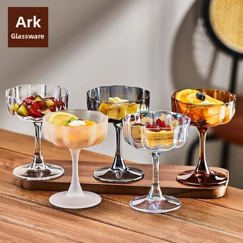 

Creative Flower Glass Cup High Foot Champagne Cocktail Cup Home Sweet Dessert Cup Ice Cream Cup Small Red Wine Cup