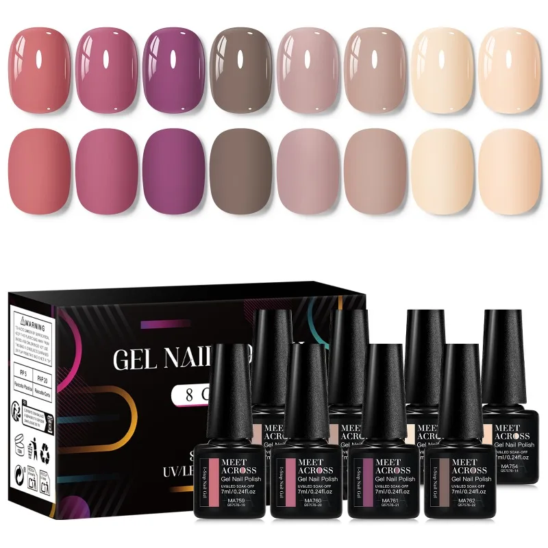 8 قطعة 1-Step هلام مجموعة طلاء الأظافر لا حاجة قاعدة معطف فوقي سريعة الجافة شبه دائمة UV/LED الورنيش لتقوم بها بنفسك مسمار الفن مانيكير فيرنيس #3