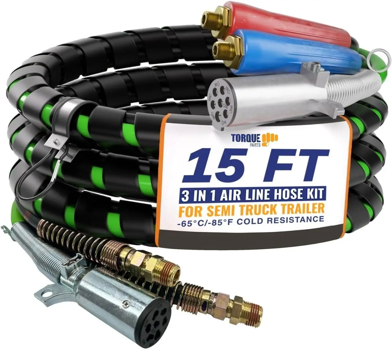 

15 футов 3 в 1 ABS и комплект шлангов для воздушной линии, обертка для воздушного шланга, 7-ходовой электрический кабель, воздушные линии с ручкой, Airlines для