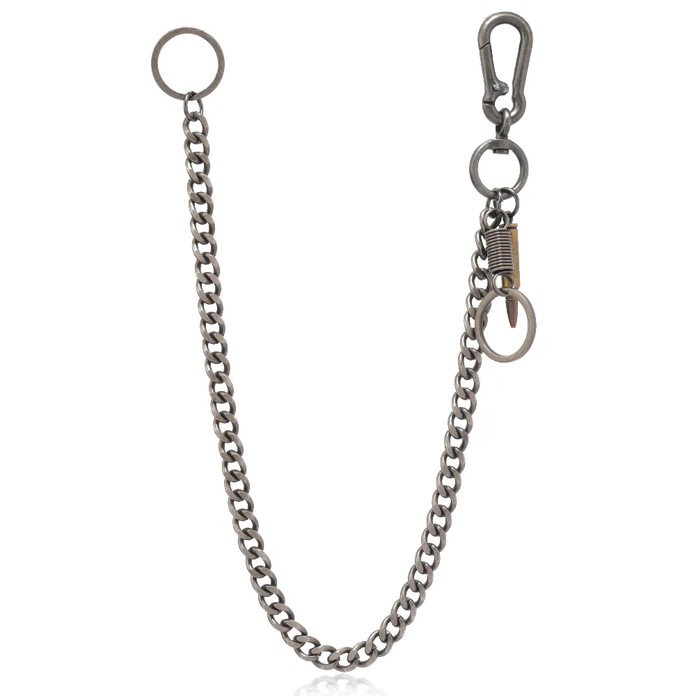 حزام استانلس ستيل سلسلة الهيب هوب روك الشرير هوك بنطلون بانت رصاصة سلسلة معدنية المفاتيح مشبك حلقي كيرينغ مجوهرات ﻿