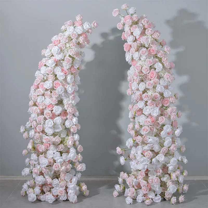 230CM White Pink Horn Flower Arrangement Outdoor Forest Wedding Stage Background Decoration Arch Decoration Artificial Flowers