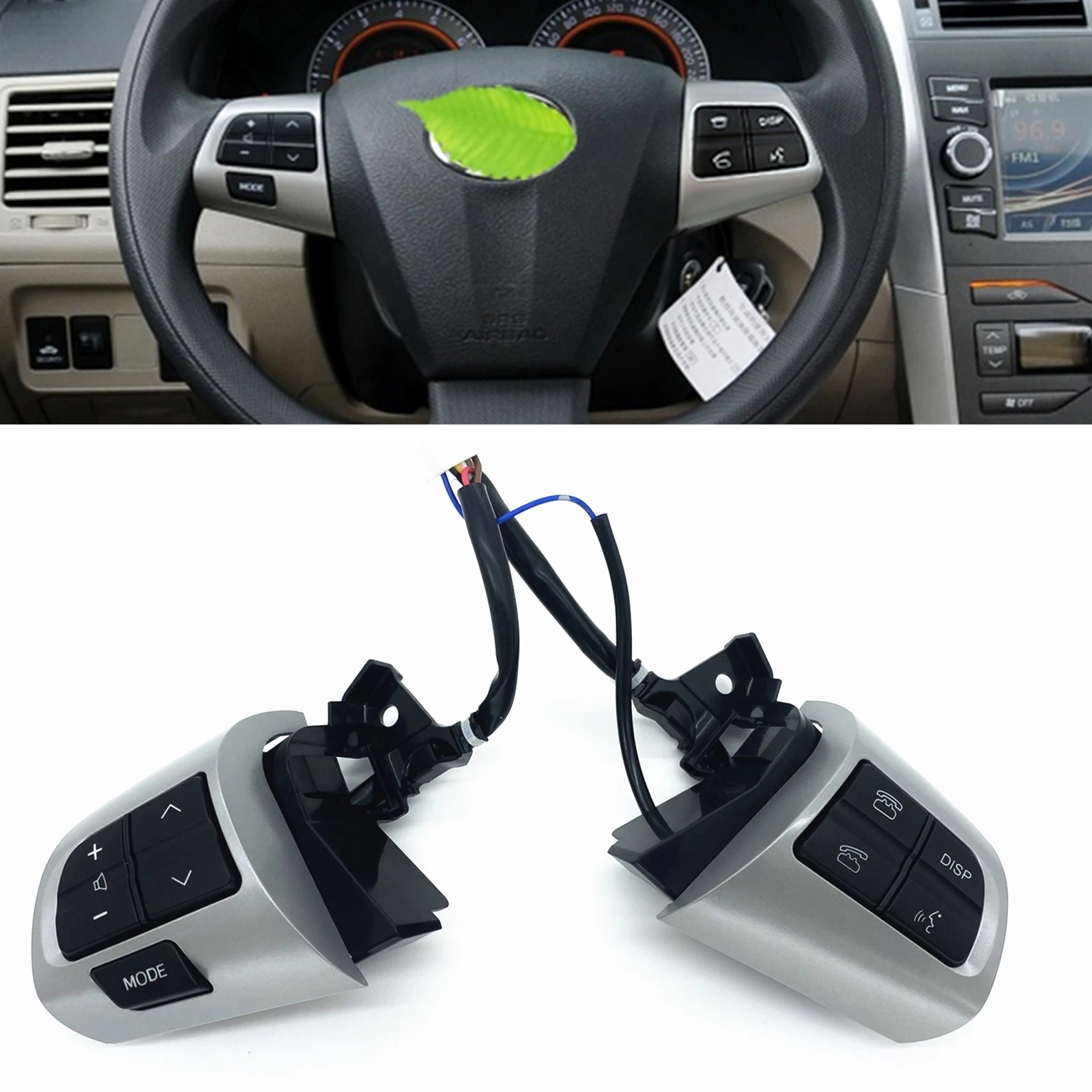 

2pcs Steering Wheel Control Switch Button Key Knob Kit For Toyota Corolla 2010-2013 84250-02230