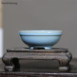 Mały fioletowy piasek doniczki ceramiczne doniczki Bonsai przenośne Mini doniczki Handmade styl japoński soczysty kwiat garnki LC294