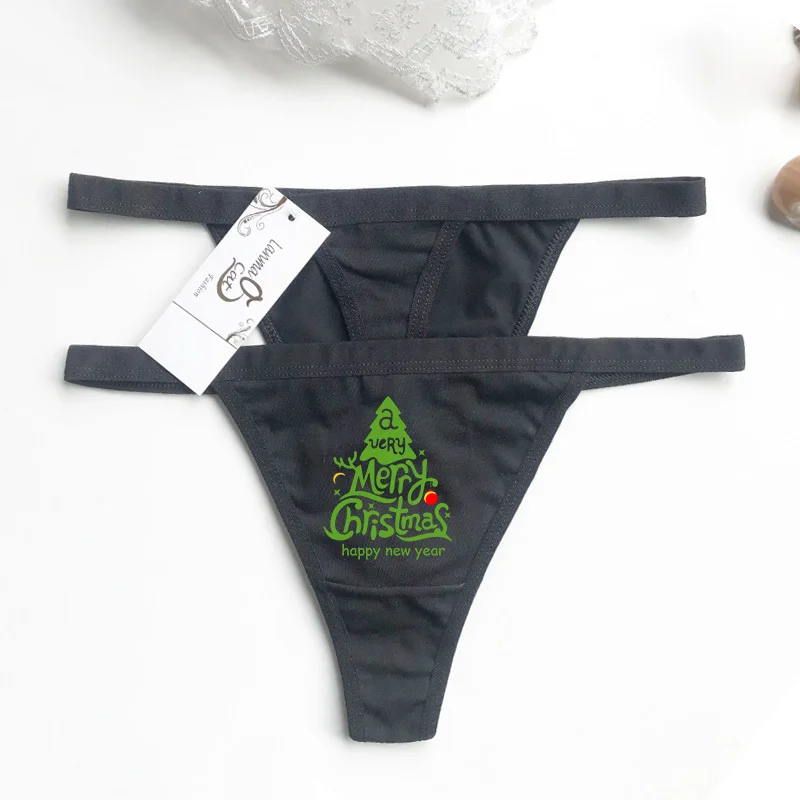 Sexy G String Panties For Xmas Women Lingerie Christmas Santa Claus Funny G-string Comfortable Cotton Cute Underwear