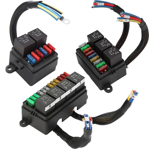 Caja de relé de fusibles precableada, kit de bloque de relé de 2/3/4/6 vías, 4 pines, 40A, para automóviles, camiones, barcos marinos, jeep