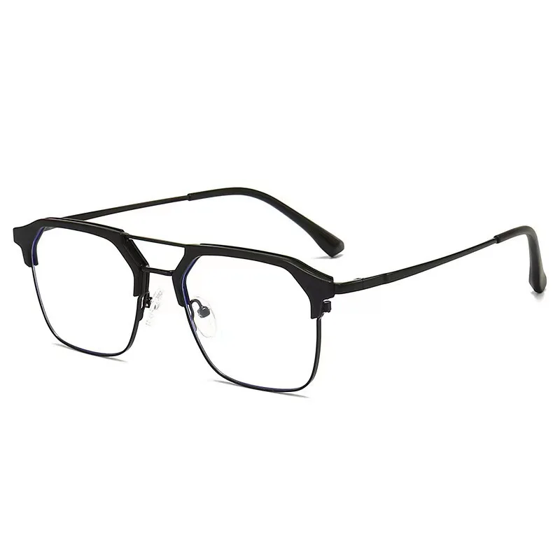 Men Women Double Beam Minus Diopter Eyewear Anti-blue Ray Myopia Glasses Retro Near Sight Eyeglasses Trend Prescription Glasses