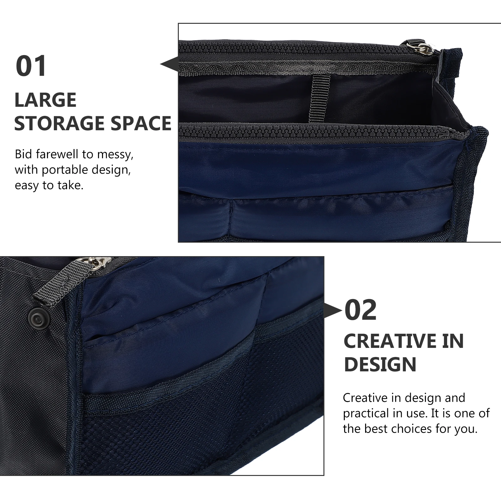 

Large Capacity Nylon Handbag Liner Multi Pocket Storage Bag For Cosmetics Jewelry Travel Organizer Portable Multipurpose Liner
