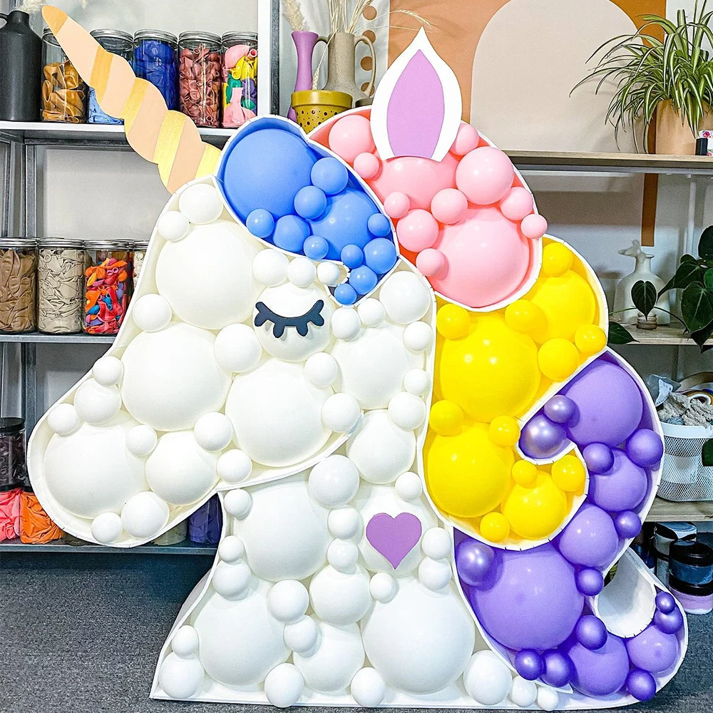 91CM Large Unicorn Balloons Filling Box Mosaic KT Board Frame Wedding Birthday Party Decoration Baby Shower Anniversary Ornament