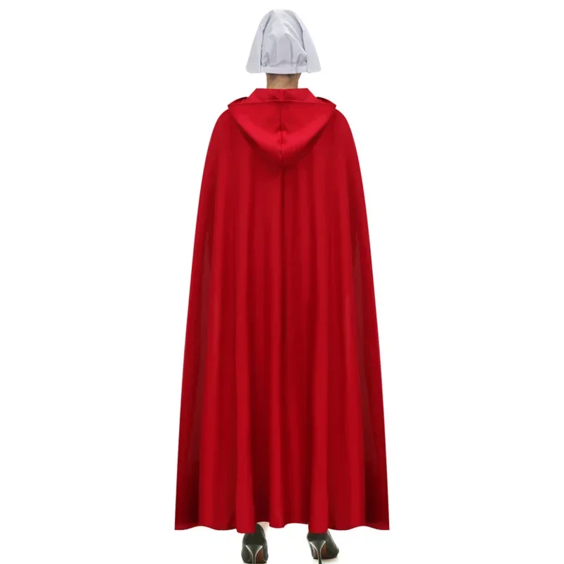 Disfraz de The Handmaid's Tale para mujer, capa de Color rojo, sombrero blanco, accesorios para fiesta de Carnaval y Halloween, novedad de 2024