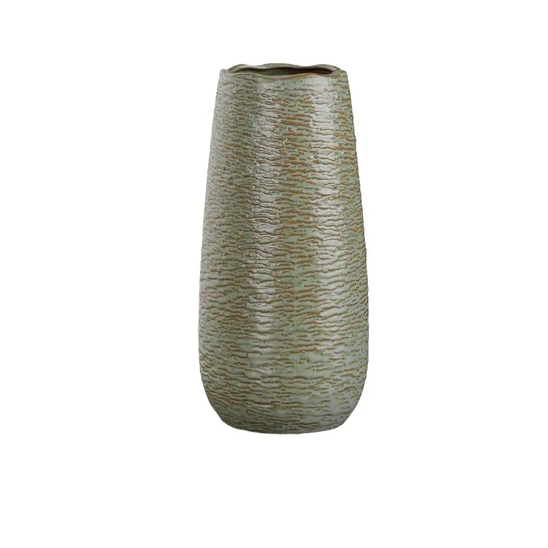 Large diameter ceramic vase flower utensil  dried light luxury retro ornament Chinese New Year flower generation flower pot
