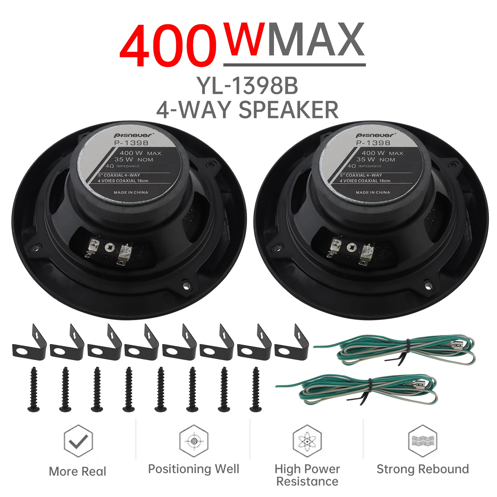 2pcs 5 inch 4 Way Car Speaker 400W 13CM Door Subwoofer Car Audio Music Stereo Full Range Frequency Hifi Automotive Speaker