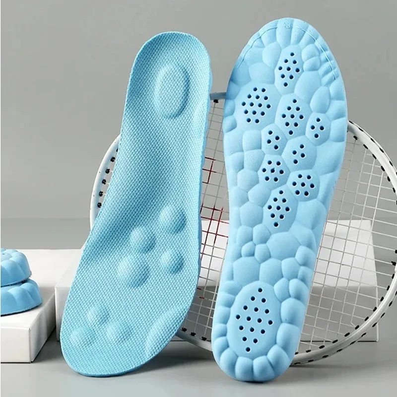 4D Cloud Sports Insoles Shock Absorb Breathable Sweat Absorb Massage Arch Support Shoe Inserts Barefoot Wear