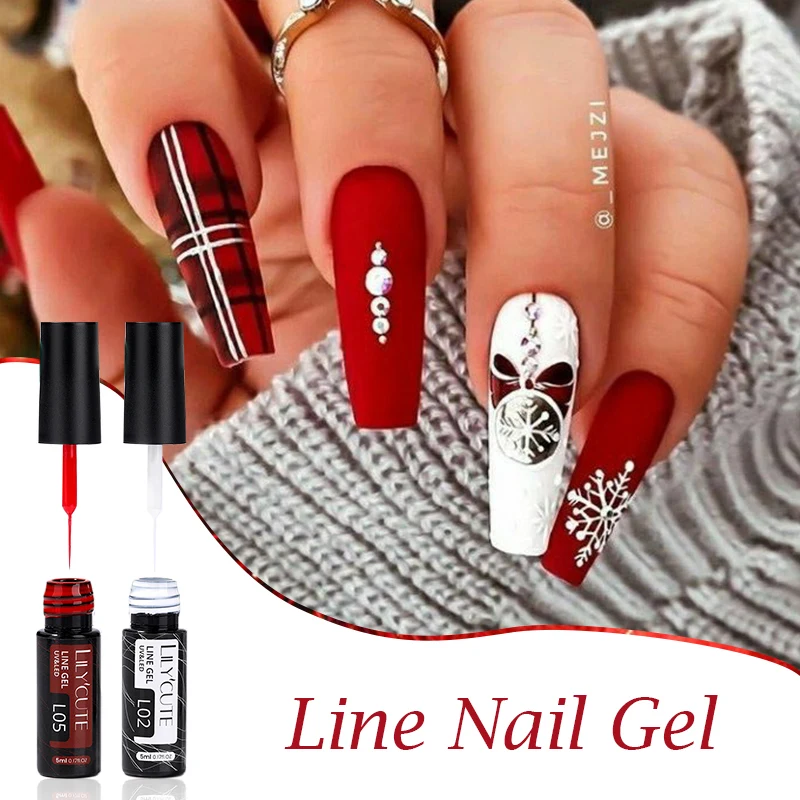 

LILYCUTE 5ML Liner Gel Nail Polish Semi Permanent Soak Off UV Gel DIY French Painting Drawing Line Nail Art Varnish