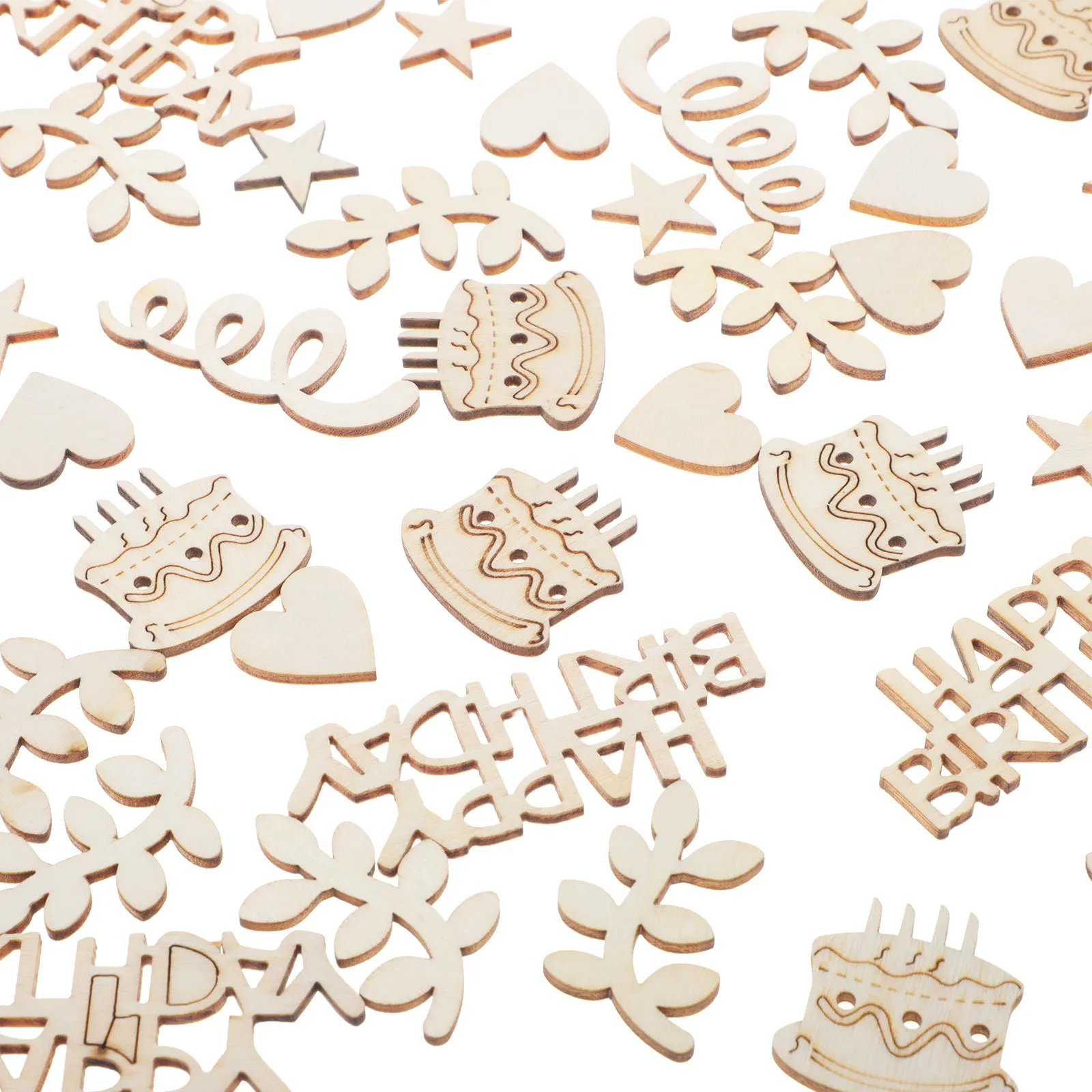 150Pcs Happy Birthday Wood Slices Unfinished Mini Wood Cutouts DIY Craft Cake Toppers Party Decorations Happy Birthday Ornaments