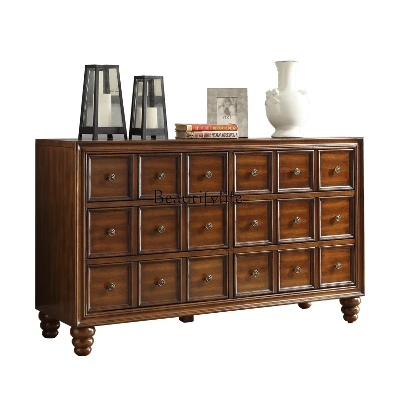 

ls 35American-style Solid Wood Storage Cabinet Bedroom Large Capacity Multi-layer Storage Sideboard