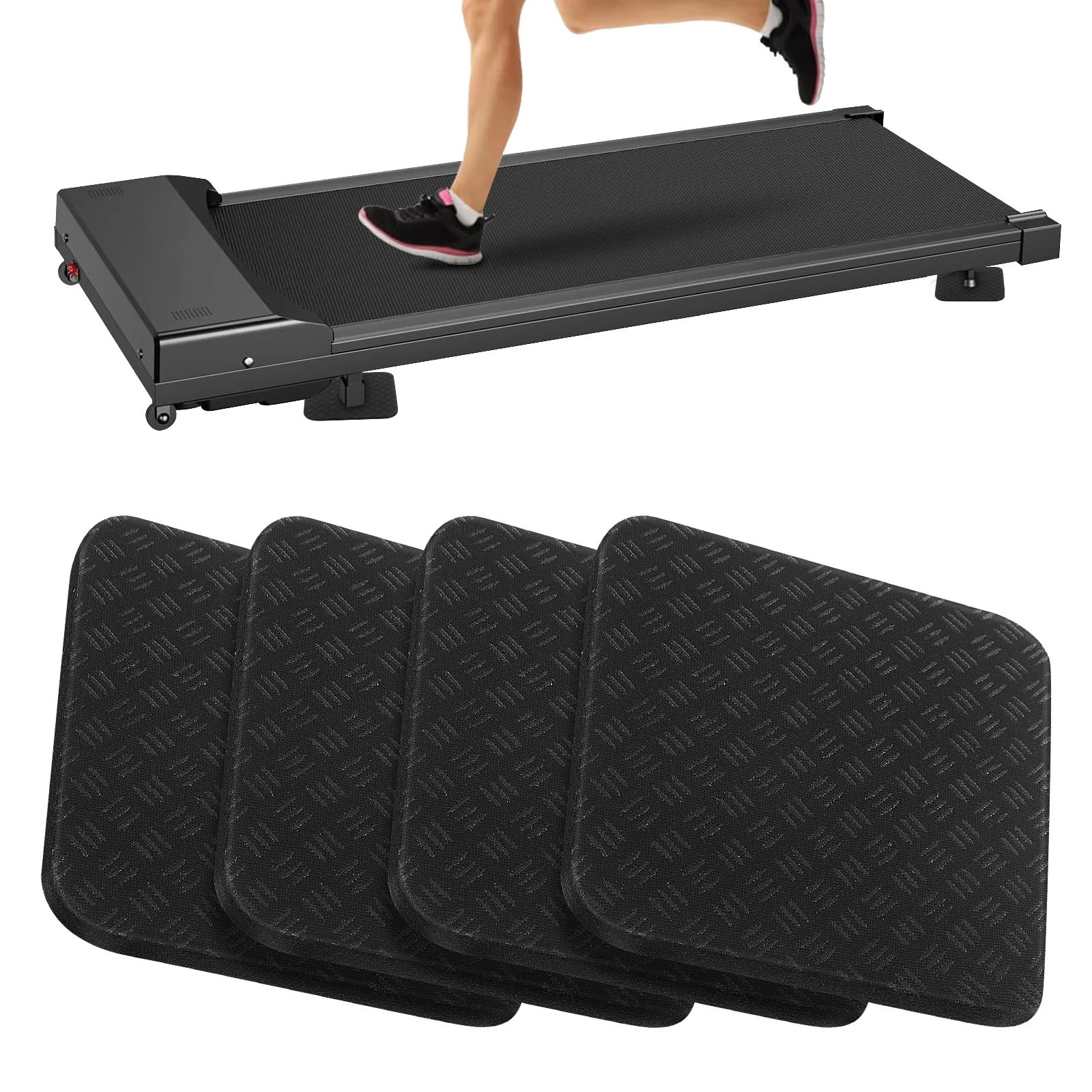 

4 PCS Anti-slip Treadmill Mat Exercise Equipment Fitness Floor Elliptical for Carpet Pu Feet Mats