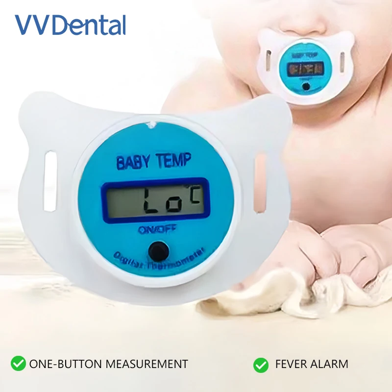 VVDental Baby Pacifier Thermometer LCD Backlight Fever Alarm 32 Memory CE Certified Oral Temperature Meter for Infant Kids