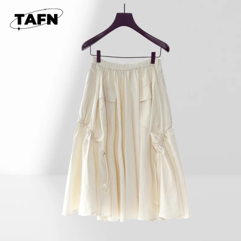 

High Waist Large Skirt Drawstring Pocket Skirt High Street Comfortable Luxurious Cashmere Dress – Stylish and ComfortableAG1408