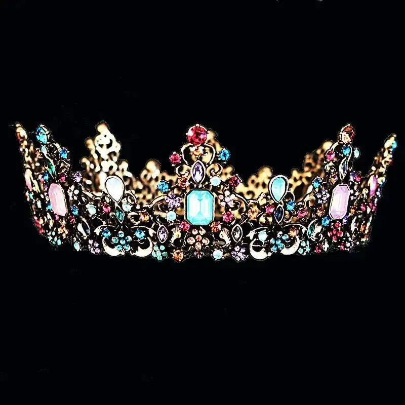 Royal Queen Crown And Tiaras Colorful Jelly Crystal Rhinestone Stone Wedding Tiara For Women Costume Bridal Hair Accessories