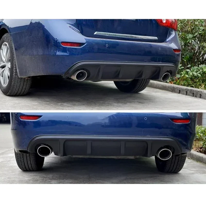 For Infiniti Q50 2014-2017 Rear Diffuser Bumper Lip Carbon Fiber Look / Black Boot Bracket Spoiler Guard Protector Cover Tuning