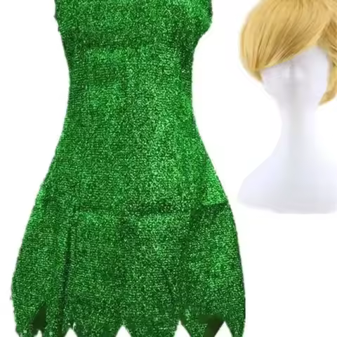Halloween Carnival Disguise Forest Fairy Green Tinker Bell Dress