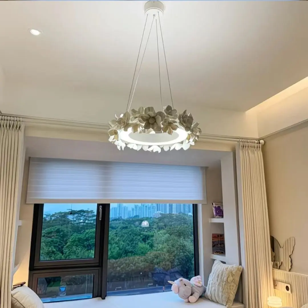 ثريا زهرية بسيطة على الطراز الفرنسي، ضوء رئيسي لغرفة المعيشة، مصباح غرفة نوم رومانسي مستدير عتيق، مصباح فني منحوت