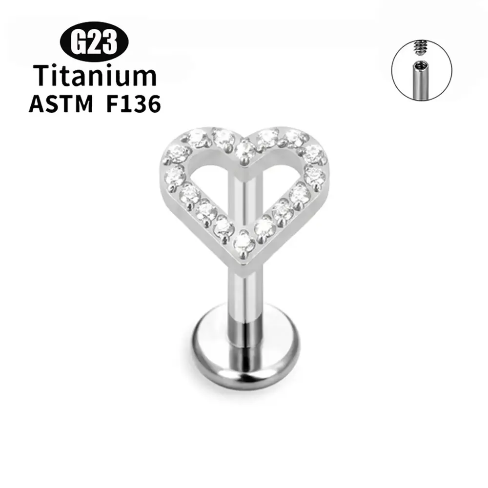 Titanium Heart Moon Lightning Ear Cartilage Studs