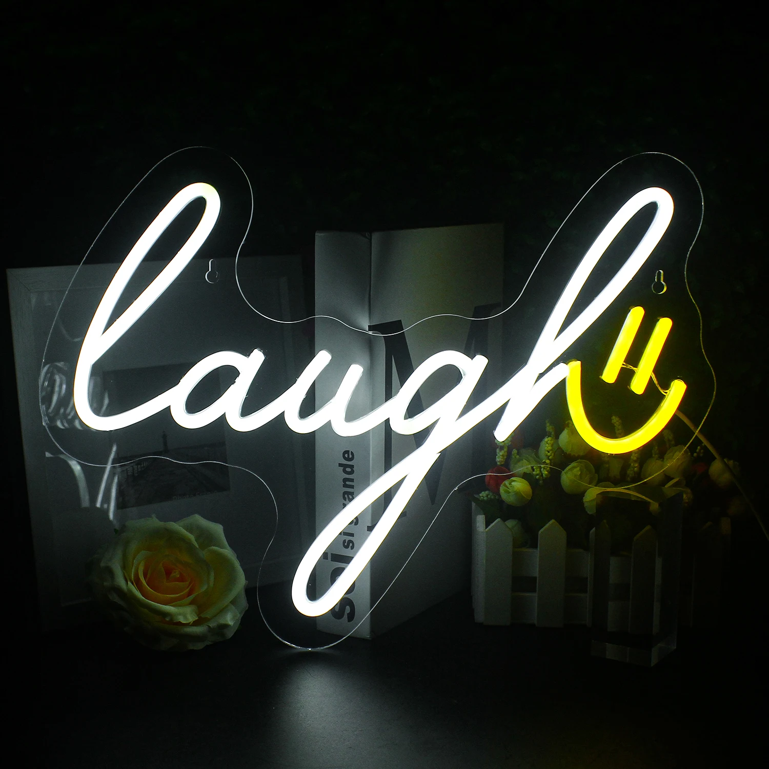 

Wanxing Laugh Neon Sign Led Wall Decor Light Up Signs USB Powered Neon Signs for Teens Kids Girl Room Creative Decor Neon Design