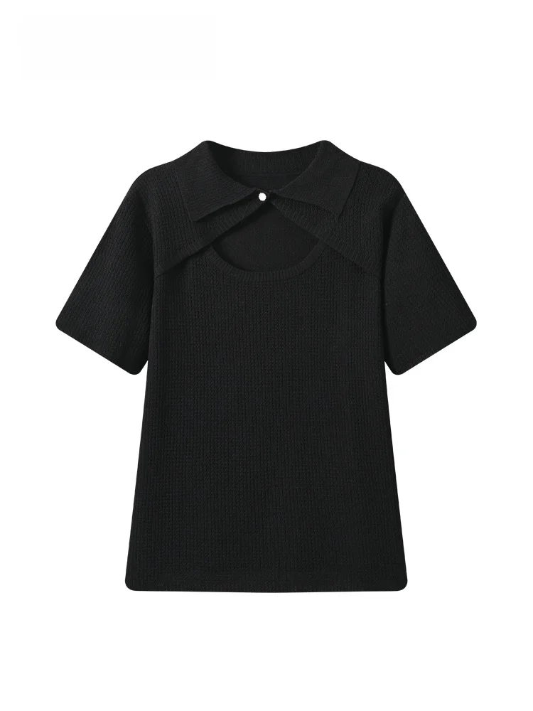 

plus Size Women's Short Sleeve T-Shirt Summer New Design Hollow out Shoulder Bridesmaid Loose Fit Ice Silk Polyester Fiber