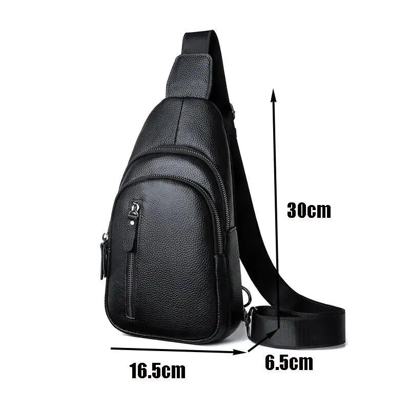 100% Genuine Leather Men Chest Male Shoulder Messenger Casual Crossbody Bag Fashion Men's Purity Handbag
