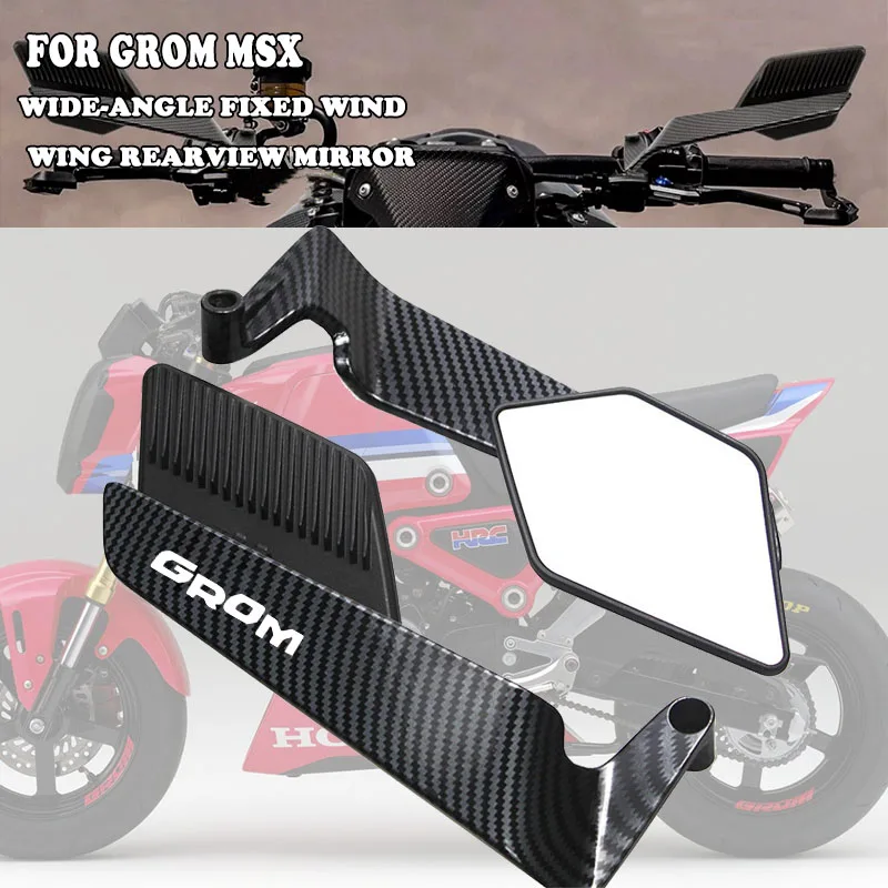 Motorcycle Wide-angle Fixed Wind Wing Rearview Mirror For GROM Tank Pad GROM MSX 125 msx125 Grom 125