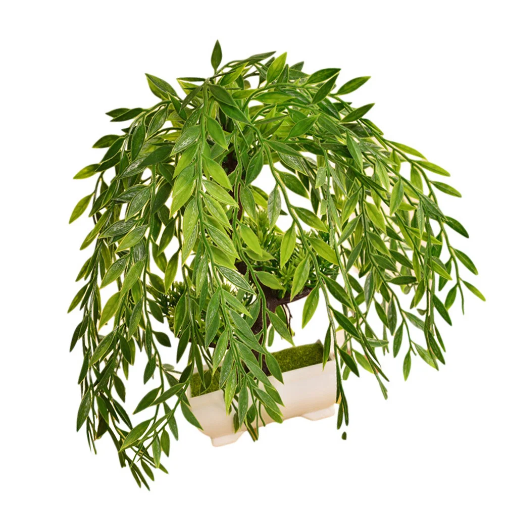 

Simulated Bonsai Decor Artificial Green Indoor Potted Adornment Office Home Kitchen Vibrant Plastic Easy Care Fake Simulation