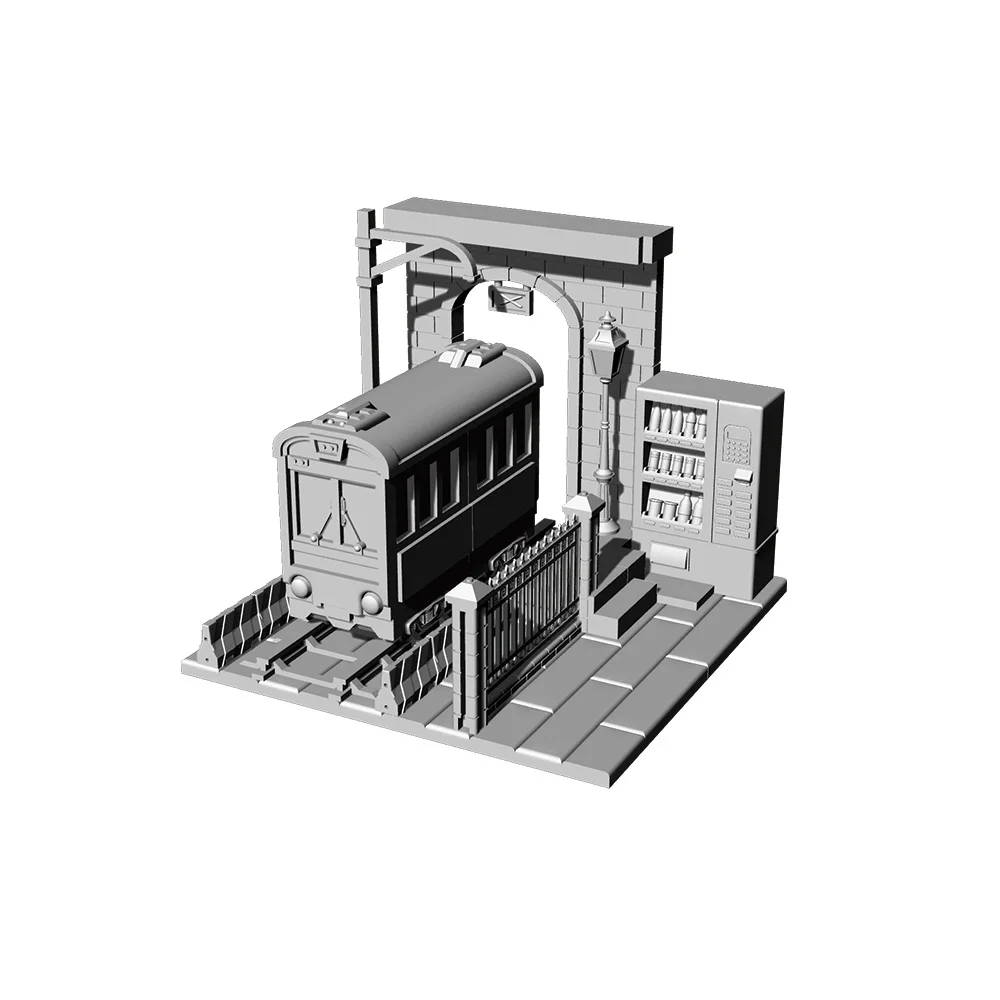 

RHMG 1/-3D печатная архитектурная модель, декор, миниатюрное украшение здания для стола, украшение для рабочего стола, железнодорожная станция, диорам