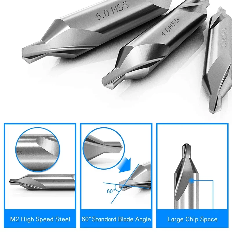 5/6/7 Stuks Center Boren Set 60-Graden Hoek Center Boren Kit Verzinkboor gereedschap Voor Draaibank Metaalbewerking 1/1.5/2/2.5/3/4/5