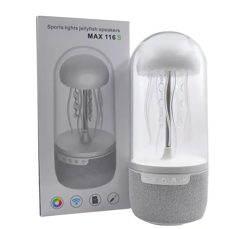Novo ruído branco led medusa aquário luz noturna 7 cores mudando com 4 modo de luz lâmpada medusa alto-falante bluetooth