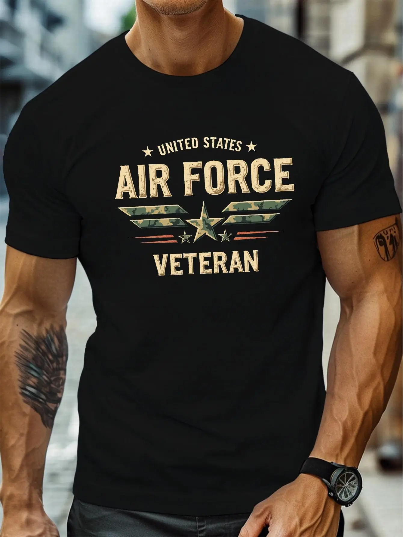 Veteran T-Shirt Men's Casual Short Sleeve T-Shirt - Summer Tee Designed for United States Air Force Veterans