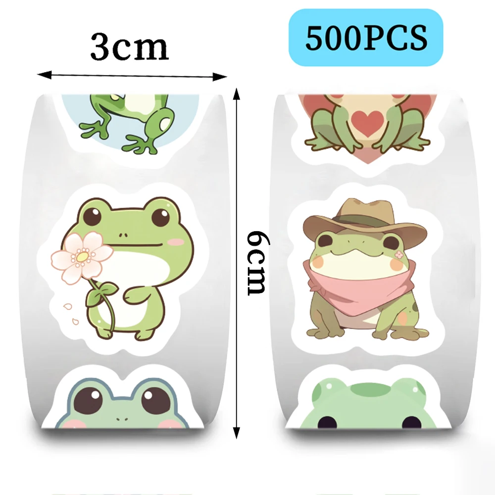 500 buah/rol Kawaii Frog Decal siswa Bonus stiker Belajar untuk buku tempel anak-anak hadiah belajar motivasi mainan