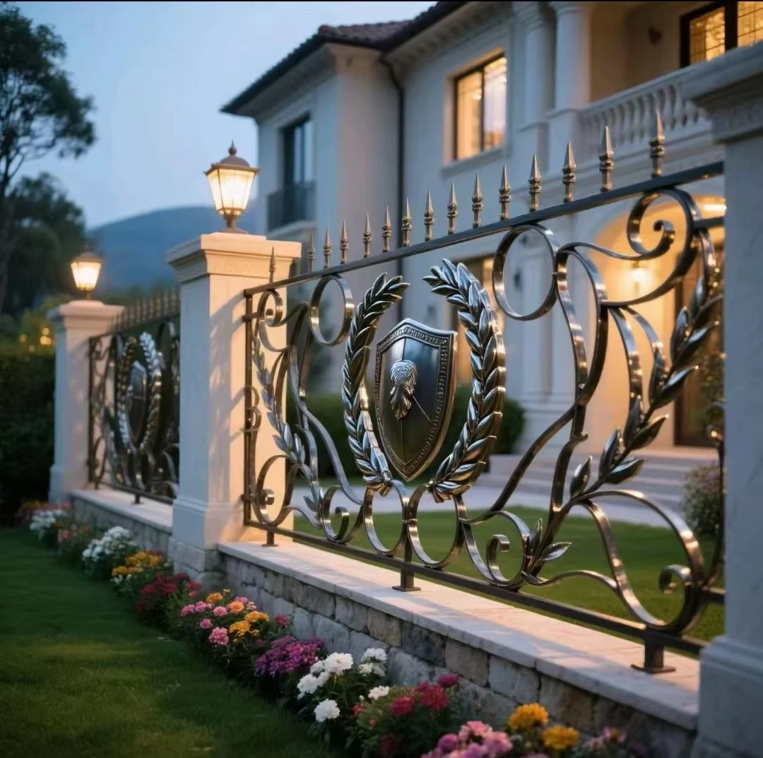 cj-High Quality Crewell Luxury Modern Cast Wrought Iron Stair Terrace Railing Balustrades Handrails Flooring UV Protected Rust@